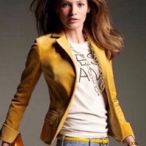J. Crew Velvet Golden Mustard Yellow Blazer